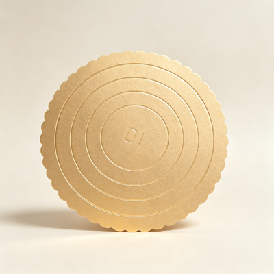 Base redonda lisa dorada de 10 pulgadas, 2.5 mm de grosor, segura para alimentos y resistente a la humedad, para pastelería